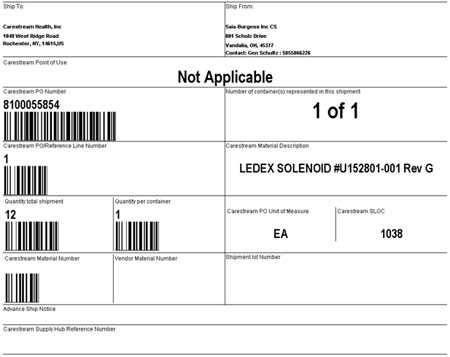 Printed label example